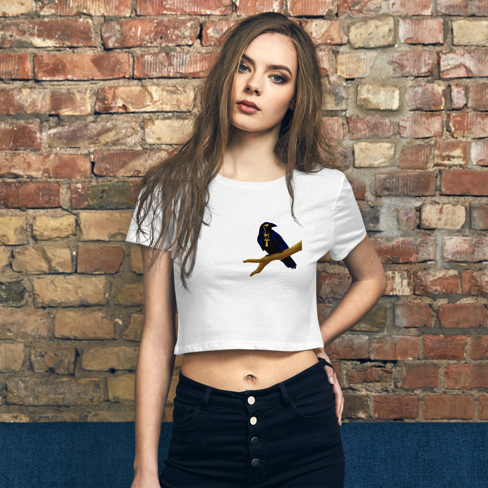 Designed By EyeAnkh Raven Logo Women’s Crop Tee